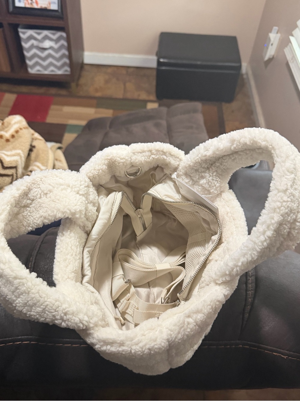 Quilted lulu Fleece Tote Bag 5L - Cream - Picture 2 of 2